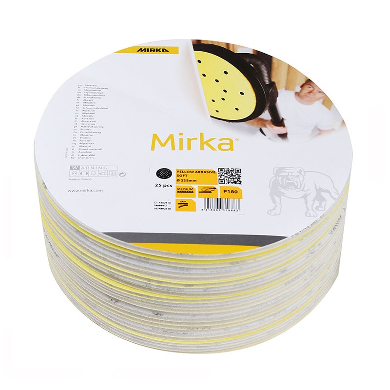 Abrasifs Mirka Jaune Soft Ø 225 mm 27 trous auto-agrippants